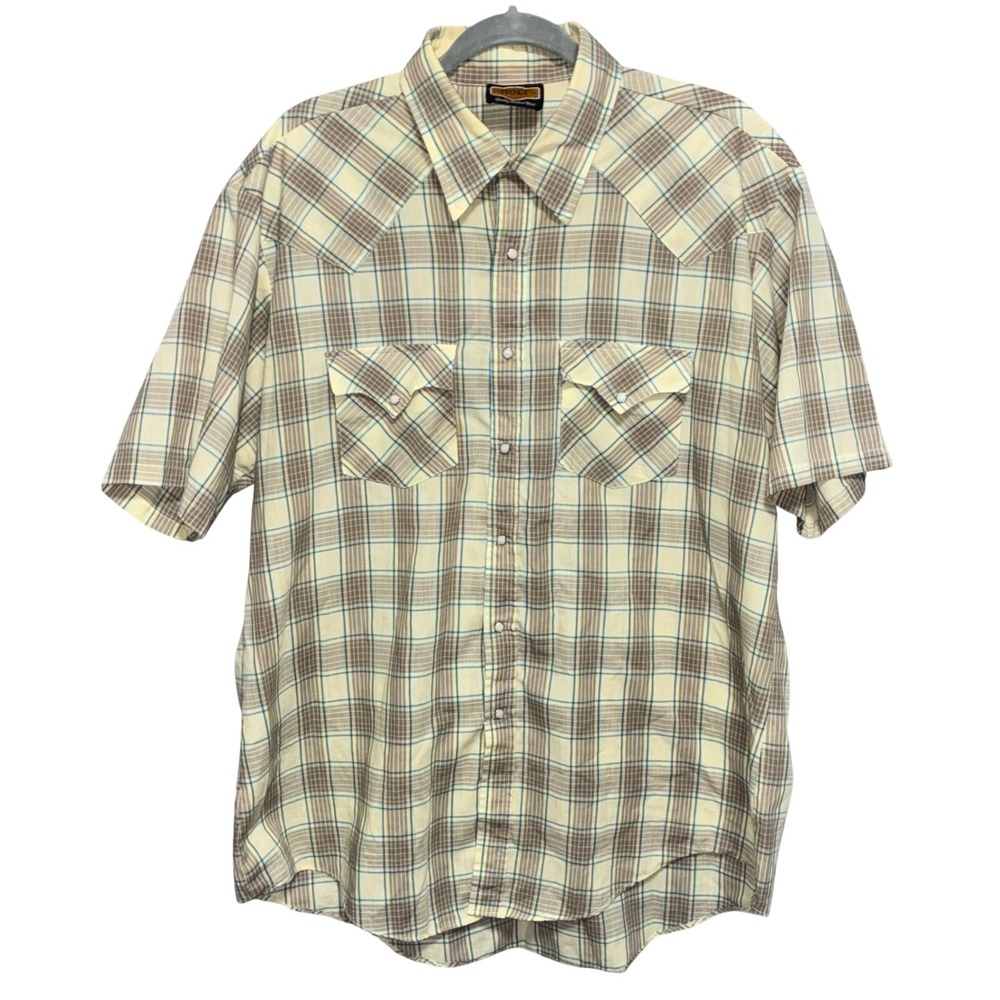 Vintage Holt Quality Western Wear Pearl Snap Plaid Button Down Shirt XLarge